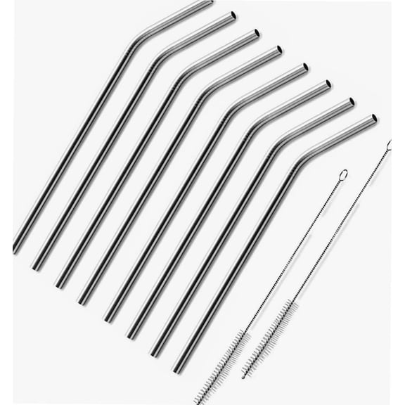 8 Bent 10.5" Stainless Steel Straws Extra LONG fits 30 oz & 20 oz Yeti &Rtic Tumbler Rambler Cups - BonBon Drinking Straw