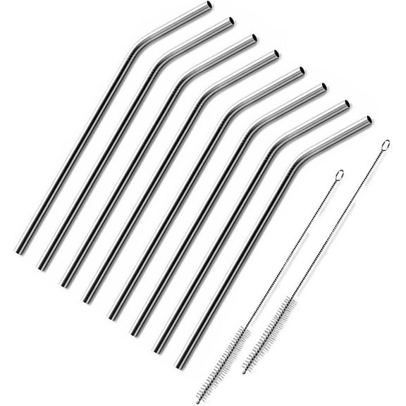 8 Bent 10.5" Stainless Steel Straws Extra LONG fits 30 oz & 20 oz Yeti &Rtic Tumbler Rambler Cups - BonBon Drinking Straw