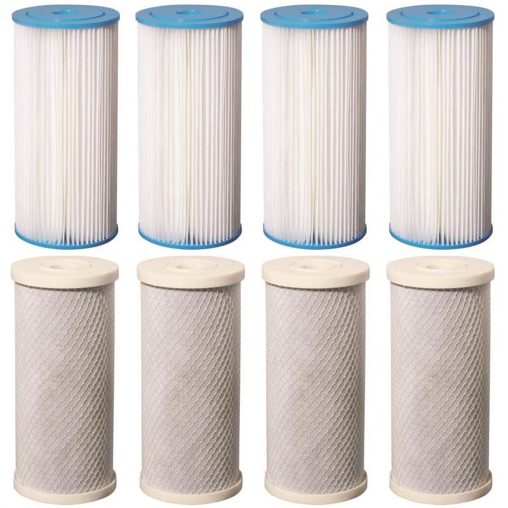 8 Big Blue CTO Carbon Block & Pleated Sediment 4.5" x 10" Replacement Filter Cartridges