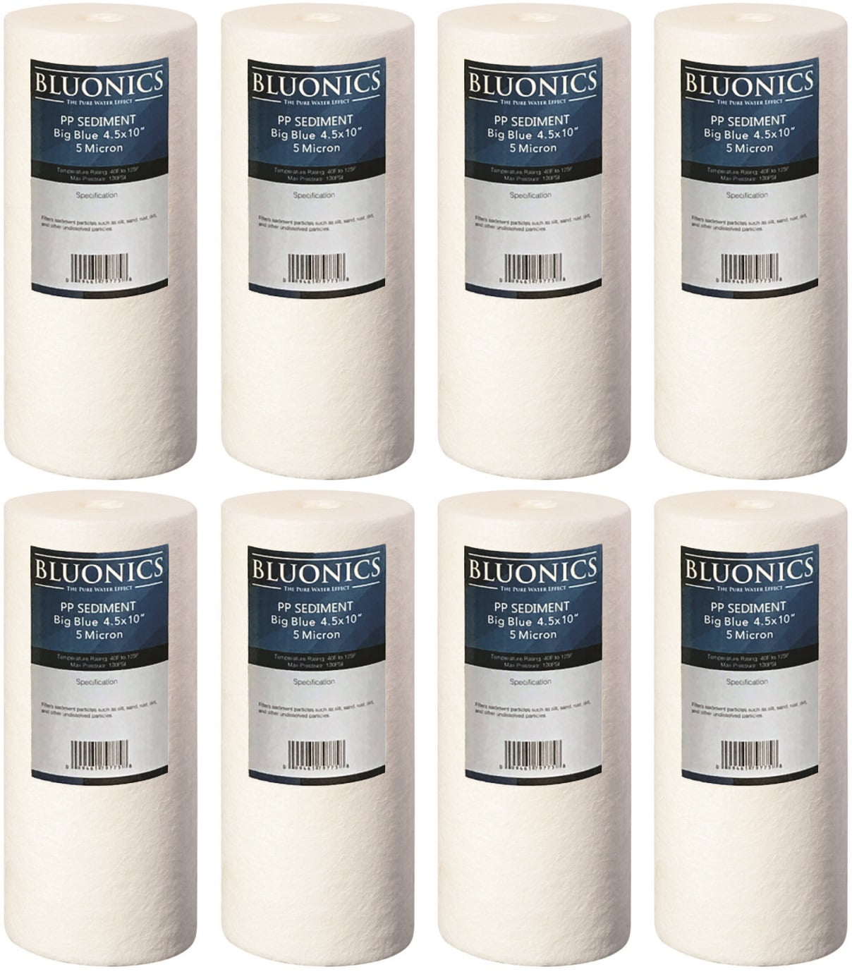 8 Big Blue Whole House Sediment Water Filters (5 Micron) 4.5" x 10" Cartridges