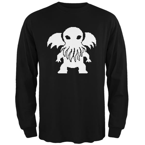 8-Bit Cthulhu Black Adult Long Sleeve T-Shirt - Small
