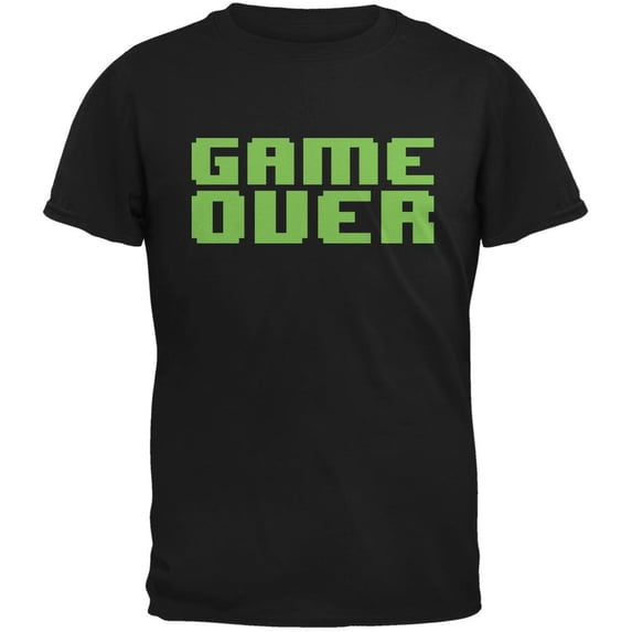 8 Bit Game Over Black Adult T-Shirt - Medium