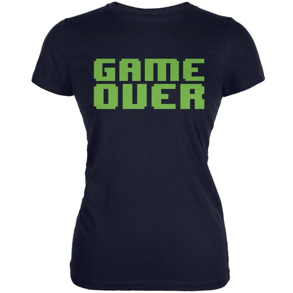 8 Bit Game Over Navy Juniors Soft T-Shirt - Small