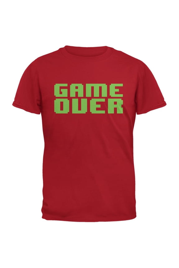 8 Bit Game Over Red Adult T-Shirt - X-Large