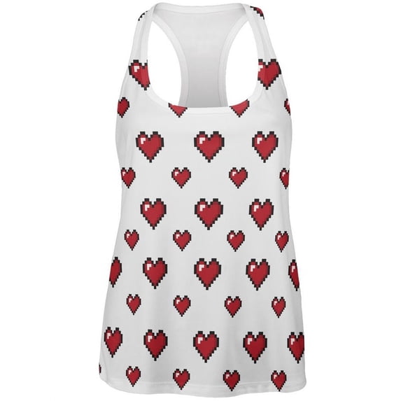 8 Bit Hearts All Over Womens Racerback Tank Top - 2X-Large