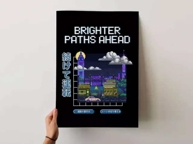 8 Bit Pixel Art Cityscape Skyline Print Japanese Vaporwave Artwork ...
