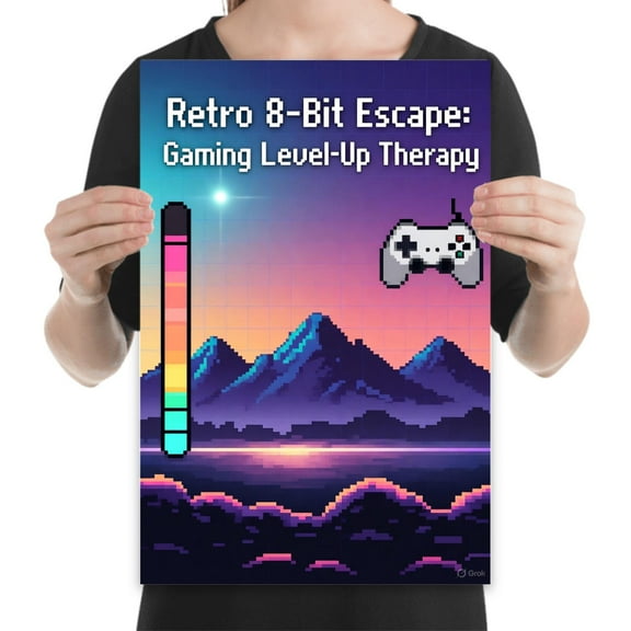 8-Bit Pixel Escape Art - Gamer Wall Decor - 13x19 Poster Print - Retro Style