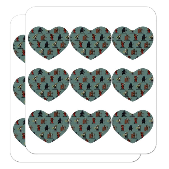 8-Bit Pixel Heroes RPG Pattern Heart Shaped Planner Calendar Scrapbook Craft Stickers