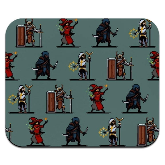 8-Bit Pixel Heroes RPG Pattern Low Profile Thin Mouse Pad Mousepad