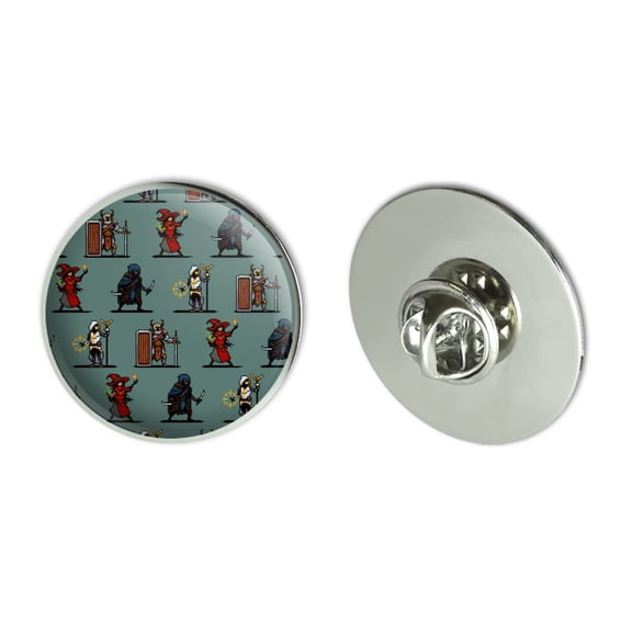 8-Bit Pixel Heroes RPG Pattern Metal 1.1" Tie Tack Hat Lapel Pin Pinback