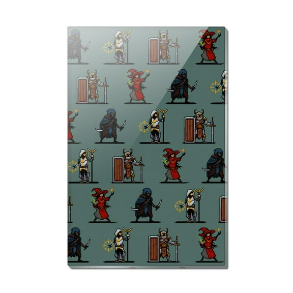 8-Bit Pixel Heroes RPG Pattern Rectangle Acrylic Fridge Refrigerator Magnet