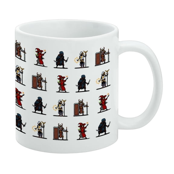 8-Bit Pixel Heroes RPG Pattern White Mug
