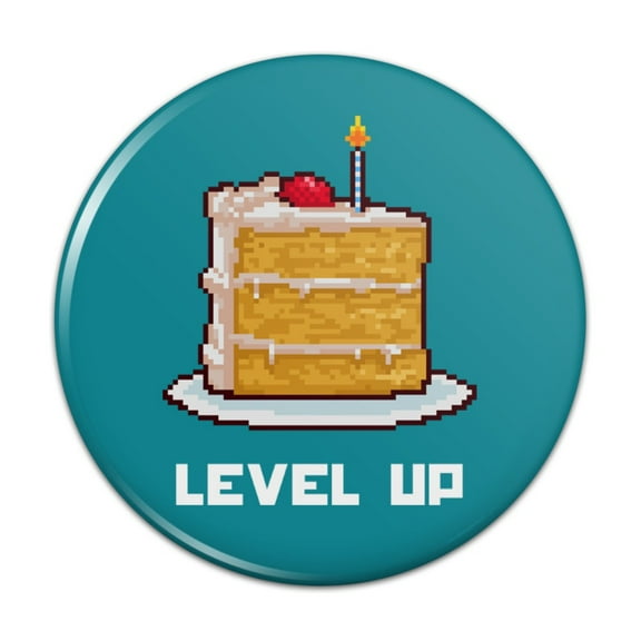 8-Bit Pixel Retro Cake Level-up Game Gamer Pinback Button Pin