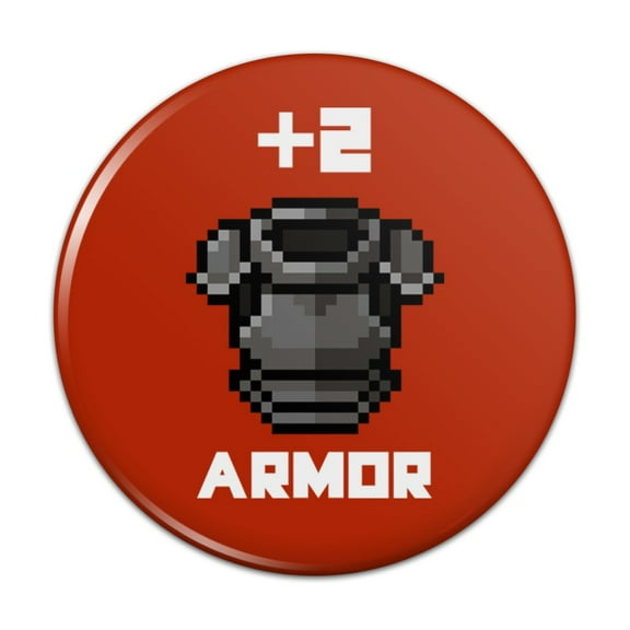 8-Bit Pixel Retro Plus Two Armor Gamer Game Pinback Button Pin