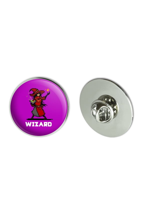 8-Bit Pixel Retro Wizard Mage Caster Games RPG  Metal 1.1" Tie Tack Hat Lapel Pin Pinback