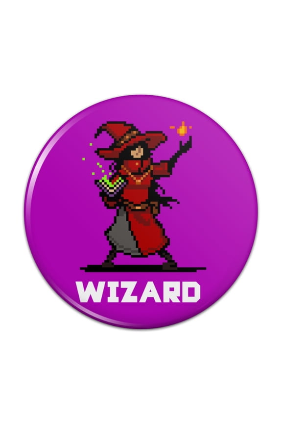 8-Bit Pixel Retro Wizard Mage Caster Games RPG  Pinback Button Pin