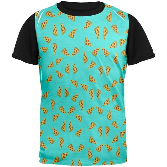 8 Bit Pizza Slices Adult Black Back T-Shirt - Small