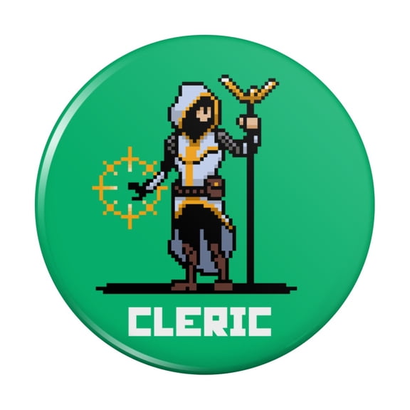 8-Bit Retro Pixel Cleric Priest Healer Games RPG  Kitchen Refrigerator Locker Button Magnet