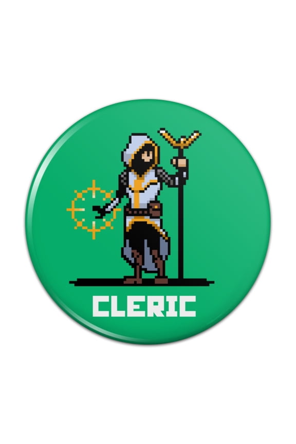 8-Bit Retro Pixel Cleric Priest Healer Games RPG  Pinback Button Pin