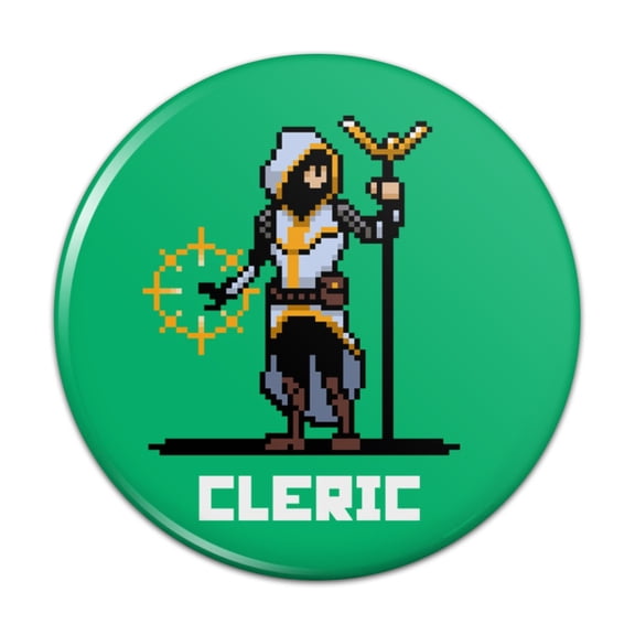 8-Bit Retro Pixel Cleric Priest Healer Games RPG  Pinback Button Pin