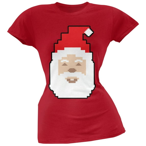 8 Bit Santa Red Juniors T-Shirt - Small