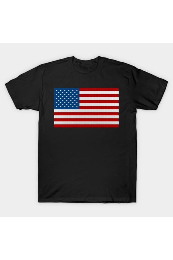 8-Bit Stars And Stripes Pixel Art American Flag Retro 80s Video Game Style Unisex T-Shirt