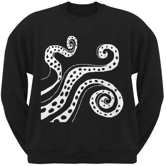 8-Bit Tentacles Black Crew Neck Sweatshirt - X-Large