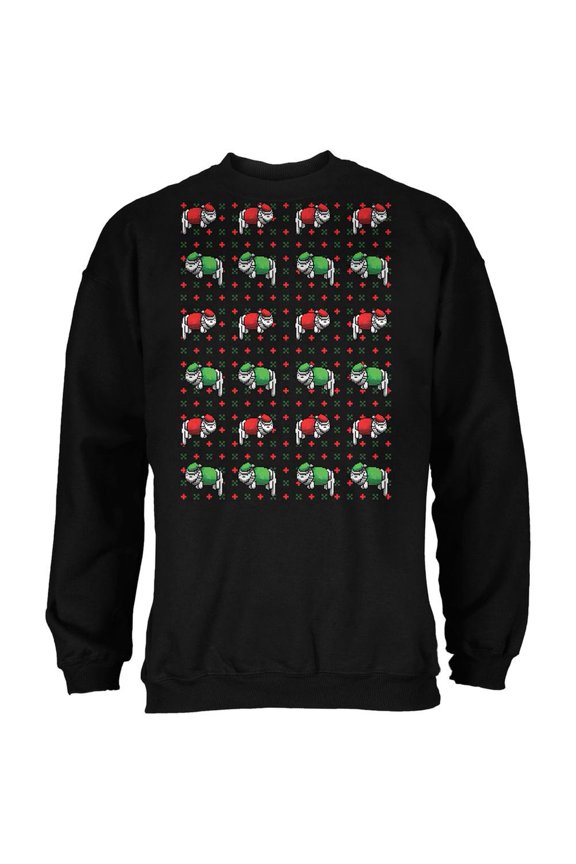 8 Bit Xmas Cat Ugly Sweater Black Adult Sweatshirt