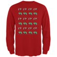 thumbnail image 1 of 8 Bit Xmas Cat Ugly Sweater Red Adult Long Sleeve T-Shirt - X-Large, 1 of 1