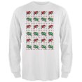 thumbnail image 1 of 8 Bit Xmas Cat Ugly Sweater White Adult Long Sleeve T-Shirt - Large, 1 of 1
