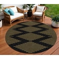 thumbnail image 1 of HomeRoots 598724 8 ft. Black & Beige Round Geometric Washable Indoor & Outdoor Area Rug, 1 of 5