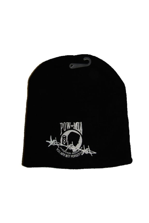 8" Black POWMIA POW MIA Barbed Wire Embroidered Beanie Skull Cap WIN604B (TOPW)
