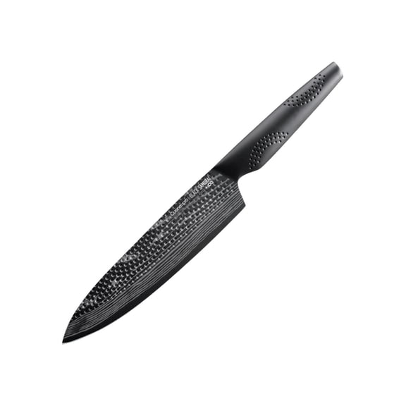 8" Black Samurai Chef's Knife - All-Purpose Kitchen Knife with Curved Blade
