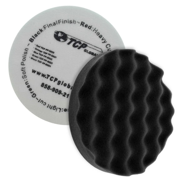 8" Black Waffle Extra Fine Foam Finishing Grip Pad Final Buff Polish Wax Detail