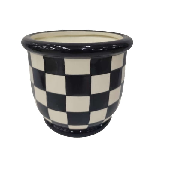 8" Black & White Checker Ceramic Pot by Ashland  - Spring Floral for Crafting and Home Decor
