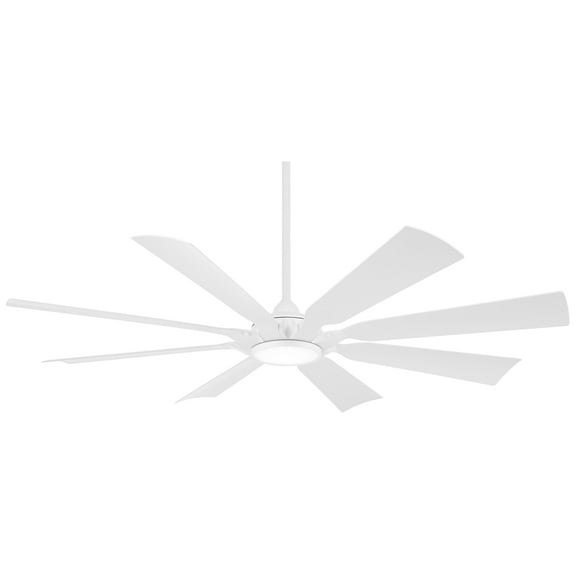 8 Blade Ceiling Fan With Light Kit-65 Inches Wide-Flat White Finish Minka Aire Fans F756l-Whf