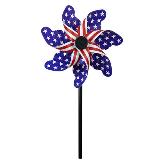 8-Blade Rotating Patriotic Windmill Decor - 19x37.5cm Plastic Outdoor Spinner for July 4th Lawn & Garden Display