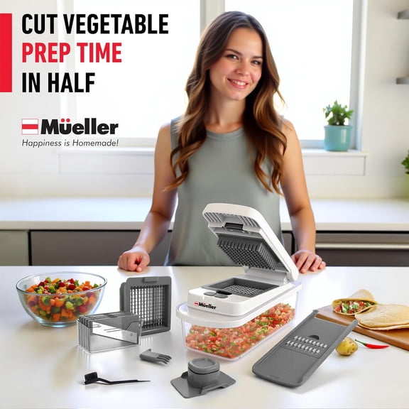 8 Blade Vegetable Chopper with Container, Multi-Function Kitchen Tool for Slicing, Dicing & Grating