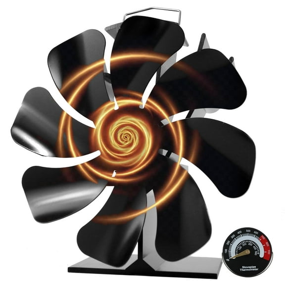 8 Blades Wood Stove  Fan, Heat Powered Fan With Stove Thermometer, Fireplace Fans Silent Newly Designed for Home Wood Burning/Log Burner