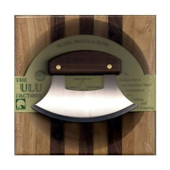 8 Block with Deep Dish Chopping Bowl and Walnut Handled Ulu