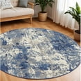 thumbnail image 1 of HomeRoots 569862 8 ft. Abstract Power Loom Round Rug, Blue, 1 of 10