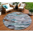 thumbnail image 1 of HomeRoots 603121 8 ft. Blue, Gray & Brown Round Abstract Washable Indoor & Outdoor Area Rug, 1 of 5