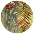 thumbnail image 1 of 8' Blue Green Hand Tufted Tropical Plants Round Indoor Area Rug, 1 of 3