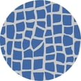 thumbnail image 1 of 8' Blue Grey Machine Woven UV Treated Animal Print Indoor Outdoor Round Area Rug, 1 of 3