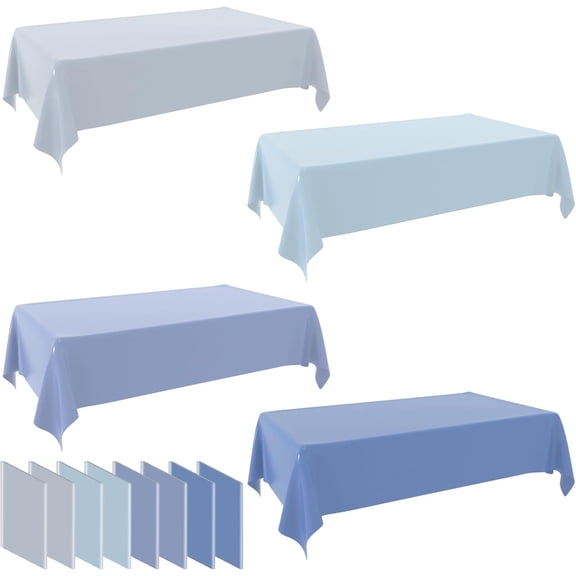 8 Blue Tablecloths, Dusty Blue Disposable Plastic Table Cloths, 4 Color Gradient Tablecloths for Bride Wedding, Birthday, Picnic Party, 54 X 108 Inches Rectangular Table Cloths