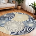 thumbnail image 1 of HomeRoots 545324 8 ft. Round Geometric Power Loom Area Rug, Blue & Ivory, 1 of 9
