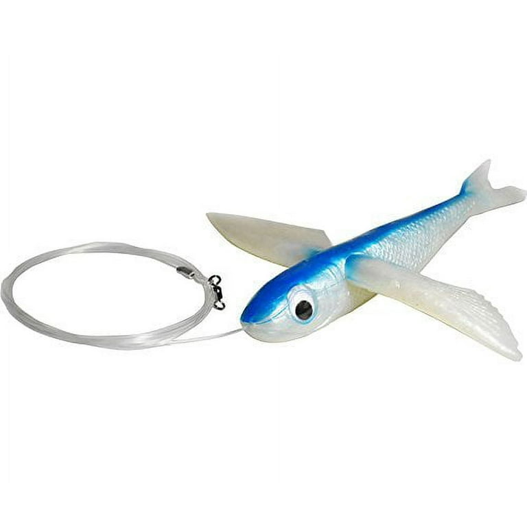 8 Blue and Pearl Flying Fish Lure Rigged - Mahi, Tuna, Wahoo Lure