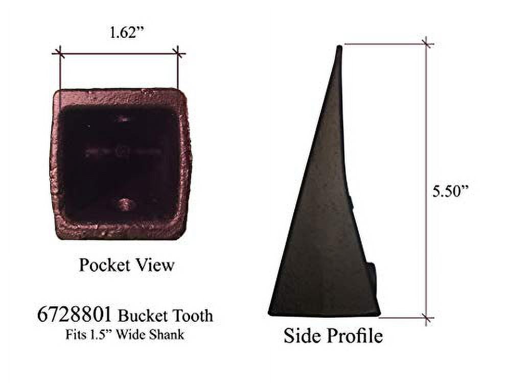 Bobcat-Style Skid Steer Bucket Teeth - 5-1/2" Long, 1-11/16" Wide, Alloy Steel, Fits 6737325 Flex Pins