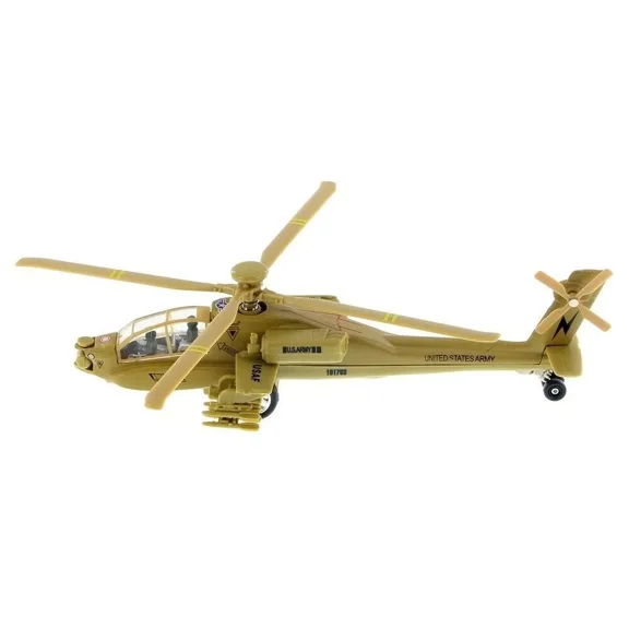 8" Boeing AH-64 Apache Helicopter Diecast Army Military Chopper Air Model Toy Brown