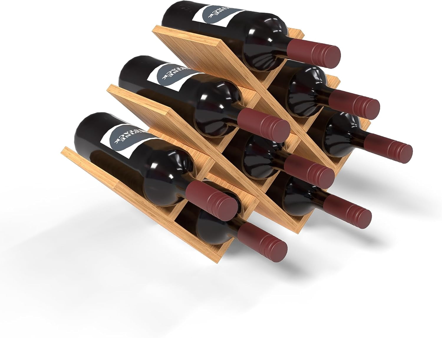 8 Bottle Bamboo Small Wine Rack for Countertop, No Tools Assembly ...